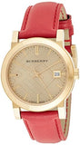 Buy Shop Burberry The City Gold Dial Red Leather Strap Watch for Women - BU9140 USA Online