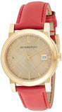 Buy Shop Burberry The City Gold Dial Red Leather Strap Watch for Women - BU9140 USA Online