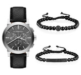 Buy Shop Burberry The City Grey Dial Black Leather Strap Watch for Men - BU9359 USA Online