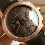 Buy Shop Burberry The City Grey Dial Brown Leather Strap Unisex Watch - BU9755 USA Online