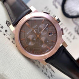Buy Shop Burberry The City Grey Dial Brown Leather Strap Unisex Watch - BU9755 USA Online