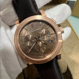 Buy Shop Burberry The City Grey Dial Brown Leather Strap Unisex Watch - BU9755 USA Online