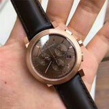 Buy Shop Burberry The City Grey Dial Brown Leather Strap Unisex Watch - BU9755 USA Online