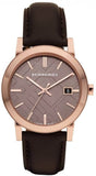 Buy Shop Burberry The City Grey Dial Brown Leather Strap Unisex Watch - BU9755 USA Online