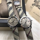Buy Shop Burberry The City Grey Dial Checked Grey Leather Strap Watch for Women - BU9118 USA Online