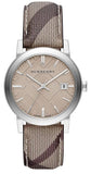 Buy Shop Burberry The City Grey Dial Checked Grey Leather Strap Watch for Women - BU9118 USA Online