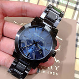 Buy Shop Burberry The City Navy Blue Dial Black Steel Strap Watch for Men - BU9365 USA Online