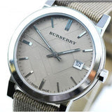 Buy Shop Burberry The City Nova Beige Dial Grey Leather Strap Watch for Women - BU9023 USA Online