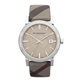 Buy Shop Burberry The City Nova Beige Dial Grey Leather Strap Watch for Women - BU9023 USA Online
