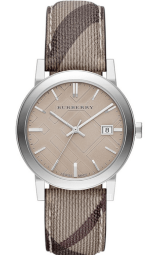 Buy Shop Burberry The City Nova Beige Dial Grey Leather Strap Watch for Women - BU9023 USA Online