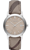 Buy Shop Burberry The City Nova Beige Dial Grey Leather Strap Watch for Women - BU9023 USA Online