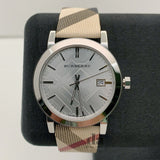 Buy Shop Burberry The City Nova Silver Dial White Leather Strap Watch for Women - BU9022 USA Online