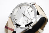 Buy Shop Burberry The City Nova Silver Dial White Leather Strap Watch for Women - BU9022 USA Online