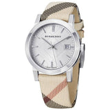 Buy Shop Burberry The City Nova Silver Dial White Leather Strap Watch for Women - BU9022 USA Online