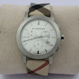 Buy Shop Burberry The City Nova White Dial Checked Brown Leather Strap Watch for Men - BU9357 USA Online