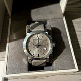 Buy Shop Burberry The City Nova White Dial Checked Brown Leather Strap Watch for Men - BU9357 USA Online