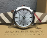 Buy Shop Burberry The City Nova White Dial Checked Brown Leather Strap Watch for Men - BU9357 USA Online