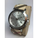Buy Shop Burberry The City Nova White Dial Checked Brown Leather Strap Watch for Men - BU9357 USA Online