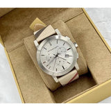 Buy Shop Burberry The City Nova White Dial Checked Brown Leather Strap Watch for Men - BU9357 USA Online