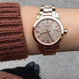 Buy Shop Burberry The City Nude Dial Rose Gold Steel Strap Watch for Women - BU9228 USA Online