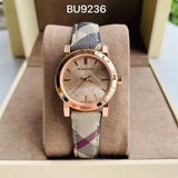 Buy Shop Burberry The City Pink Dial Brown Leather Strap Watch for Women - BU9236 USA Online
