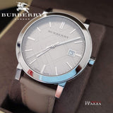 Buy Shop Burberry The City Silver Dial Beige Leather Strap Unisex Watch - BU9010 USA Online