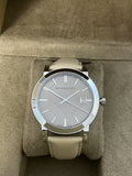 Buy Shop Burberry The City Silver Dial Beige Leather Strap Unisex Watch - BU9010 USA Online
