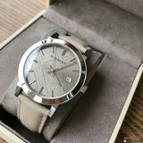 Buy Shop Burberry The City Silver Dial Beige Leather Strap Unisex Watch - BU9010 USA Online