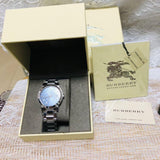 Buy Shop Burberry The City Silver Dial Beige Leather Strap Unisex Watch - BU9010 USA Online