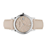 Buy Shop Burberry The City Silver Dial Beige Leather Strap Unisex Watch - BU9010 USA Online