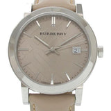 Buy Shop Burberry The City Silver Dial Beige Leather Strap Unisex Watch - BU9010 USA Online