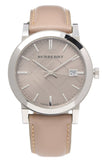 Buy Shop Burberry The City Silver Dial Beige Leather Strap Unisex Watch - BU9010 USA Online