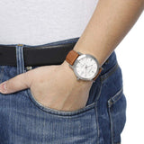 Buy Shop Burberry The City Silver Dial Brown Leather Strap Watch for Men - BU9904 USA Online