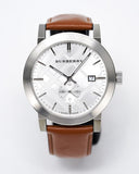 Buy Shop Burberry The City Silver Dial Brown Leather Strap Watch for Men - BU9904 USA Online
