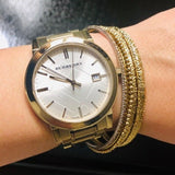 Buy Shop Burberry The City Silver Dial Gold Steel Strap Unisex Watch - BU9003 USA Online