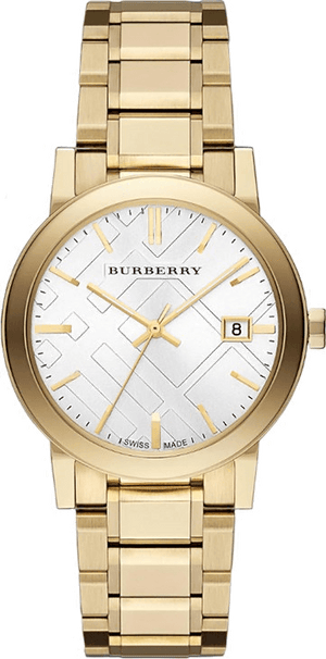 Buy Shop Burberry The City Silver Dial Gold Steel Strap Unisex Watch - BU9003 USA Online