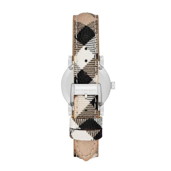 Buy Shop Burberry The City Silver Dial Multicolor Haymarket Leather Strap Watch for Women - BU9222 USA Online