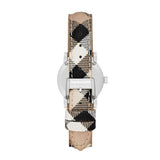 Buy Shop Burberry The City Silver Dial Multicolor Haymarket Leather Strap Watch for Women - BU9222 USA Online