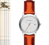 Buy Shop Burberry The City Silver Dial Orange Leather Strap Watch for Women - BU9121 USA Online