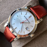 Buy Shop Burberry The City Silver Dial Orange Leather Strap Watch for Women - BU9121 USA Online