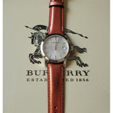 Buy Shop Burberry The City Silver Dial Orange Leather Strap Watch for Women - BU9121 USA Online