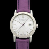 Buy Shop Burberry The City Silver Dial Purple Leather Strap Watch for Women - BU9122 USA Online