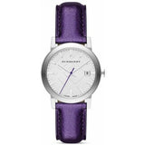 Buy Shop Burberry The City Silver Dial Purple Leather Strap Watch for Women - BU9122 USA Online