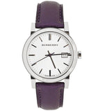 Buy Shop Burberry The City Silver Dial Purple Leather Strap Watch for Women - BU9122 USA Online