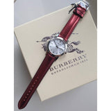Buy Shop Burberry The City Silver Dial Red Leather Strap Watch for Women - BU9129 USA Online