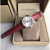 Buy Shop Burberry The City Silver Dial Red Leather Strap Watch for Women - BU9129 USA Online