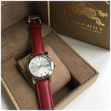 Buy Shop Burberry The City Silver Dial Red Leather Strap Watch for Women - BU9129 USA Online