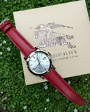 Buy Shop Burberry The City Silver Dial Red Leather Strap Watch for Women - BU9129 USA Online