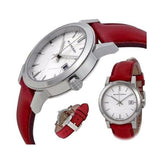Buy Shop Burberry The City Silver Dial Red Leather Strap Watch for Women - BU9129 USA Online