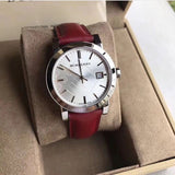 Buy Shop Burberry The City Silver Dial Red Leather Strap Watch for Women - BU9129 USA Online